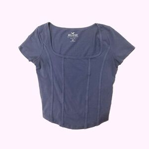 Hollister Gray-Blue Corset Tee